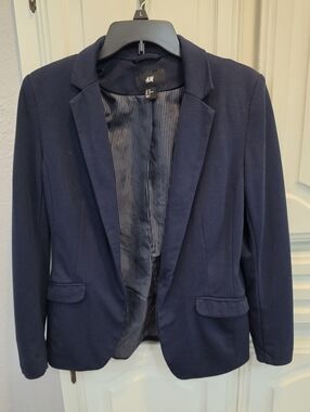 H&M Dark Navy Women's Blazer - Tailored Notch Lapel Jacket